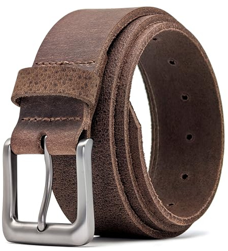 Ashford Ridge äkta läderbälte för män, 38 mm, bälte för jeans, fullnarvsläder, Vintage brun, M (81/91 cm Midja)