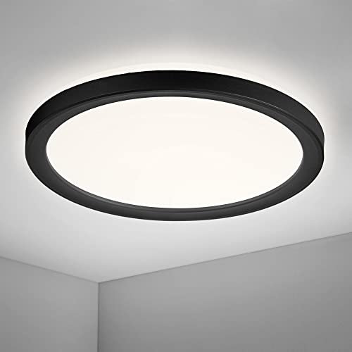Navaris Plafonnier LED 12W - Luminaire plafond LED rond Ø 19 cm avec LED 4000K et rétro-éclairage - Lampe pour chambre salon bureau