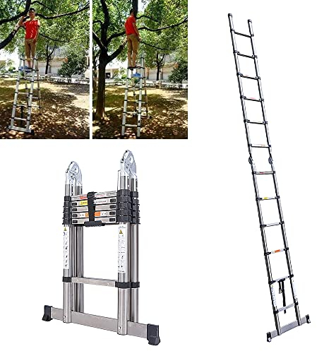 A-Frame Teleskopleiter, Ausziehleiter Edelstahlleiter, Tragbare Mehrzweckleiter, max. Belastung 150kg, Klappbare Leiter zum Dekorieren, Malen, Heimwerken (1,9M + 1,9M)