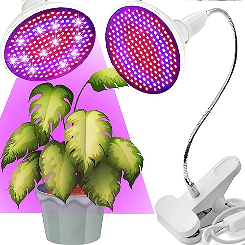Retoo Lampada per piante a LED lampada per piante 20W 200LED con clip per piante da interno, giardinaggio, bonsai, ortaggi, luce per piante, lampada per coltivazione luce per piante a spettro completo