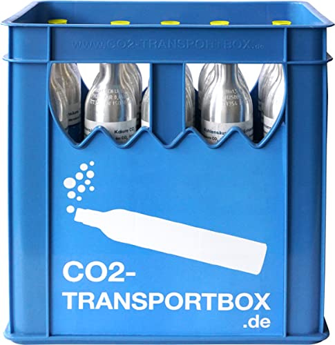CO2 Kiste inkl. 15 x 425g Alu Zylinder gefüllt 425 g Kohlensäure Zylinder für ca. 60l Sprudel-Wasser ideal für die Lagerung/Transport von Kohlensäure Zylindern