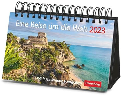 Eine Reise um die Welt - Premiumkalender 2023 - Harenberg-Verlag - Tageskalender mit 365 faszinierenden Fotografien unserer Sehenswürdigkeiten - 23 cm x 17 cm