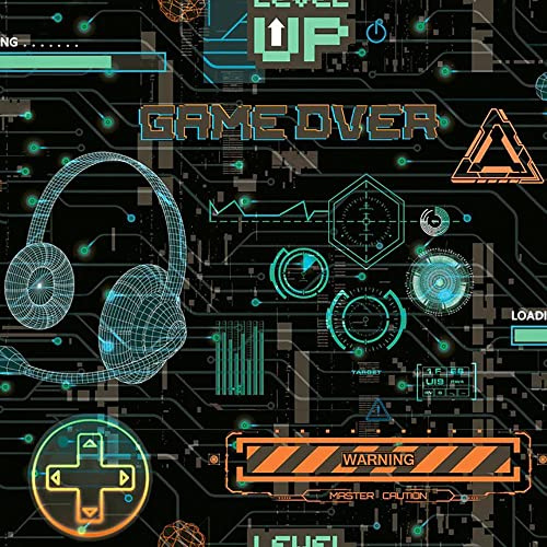 Gamer Matrix Video Glitched Multicoloured Wallpaper - Boys Bedroom Neon Retro Trendy Play Room