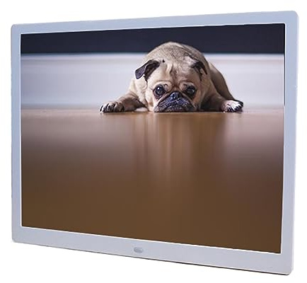 15-Zoll-elektronisches Fotoalbum HD-Bildschirm ultradünner digitaler Fotorahmen mit schmaler Kante elektronische Fotorahmen-Werbemaschine (Color : White)
