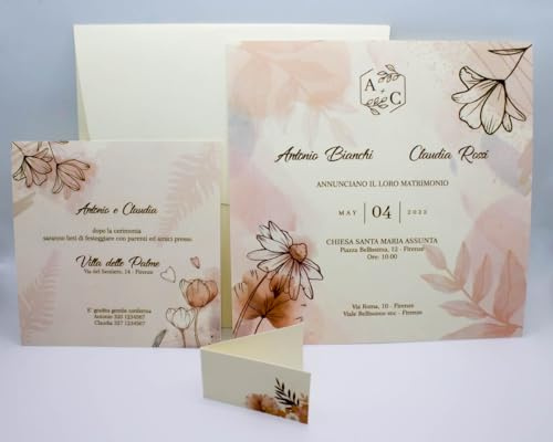 20 Set partecipazioni Nozze Personalizzate inviti Matrimonio Art.060 quantità a scelta