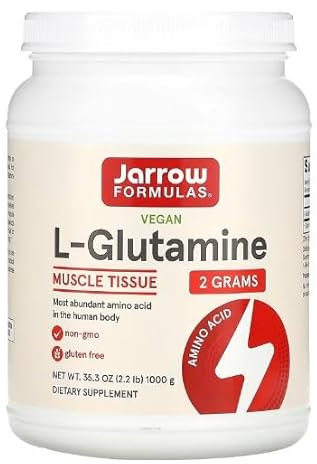 Jarrow Formulas L-Glutamine en Poudre - 1000g - Complément de Récupération Musculaire & Soutien Digestif de Haute Qualité