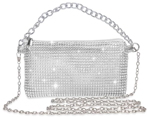 Auliuse Rhinestone Crossbody Bag - Women's Bling Evening Clutch, Ladies Handbag with Glitter & Sparkly Rhinestone Purses for Wedding Banquet Party
