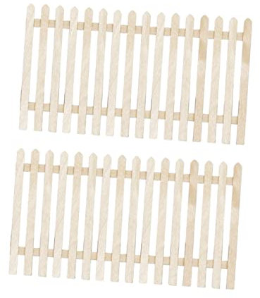 BESPORTBLE Miniature Fence 2st Zaun-modell Zubehör Spitze Hölzern Diorama Wooden Fence Model
