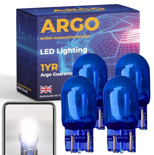 Argo 4 Pcs W21/5w Bulb Xenon White 6000k 12v DRL Daytime Running Lights W21w Bulb 7443 Upgrade Super Bright Light Bulb T20 Bulb Car Van Wedge 580 W21/5w Car Bulb Headlight Bulb