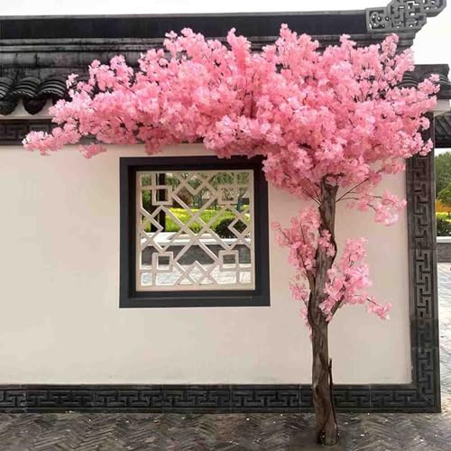BXYWMDGB Artificial Cherry Tree Christmas decoration Large Pink Plant Wishing Tree Handmade Fake Silk Flower Party Restaurant Mall Decoration,1.2x1m/3.9x3.2ft