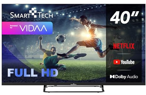 Smart Tech TV LED FHD 40' (101 cm) 40FV02V Smart TV VIDAA - Molotov, Netflix, Prime Video, Disney+, Youtube, Plex 3xHDMI - 2xUSB - Mode Hotel-2024