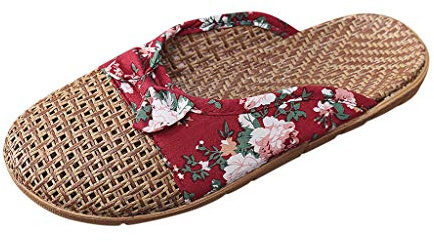 Chaussons mignons pour femme - Sandales d'été pour femme - Sandales d'extérieur - Blanc - Baotou Home Bow Crushed Flower - En paille - Sandales confortables