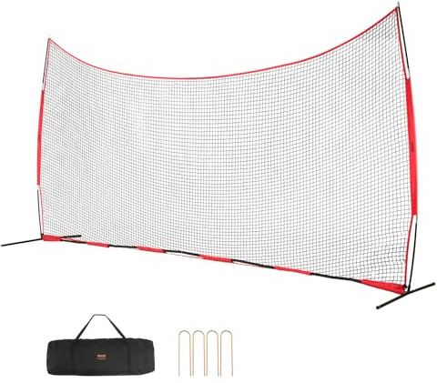 VEVOR Filet d'Entraînement de Baseball Softball 620x314 cm, Filet de Protection Pare-Ballons Portable avec Sac de Transport, Équipement d'Entraînement pour Receveur Crosse, Football, Hockey, Jardin