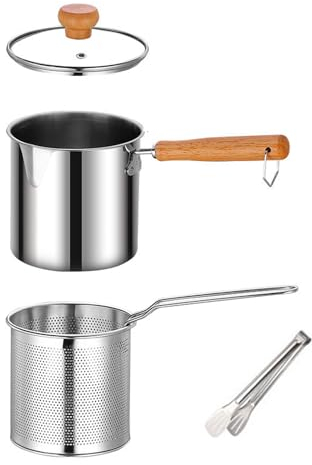 Pentola per asparagi, pentola per friggitrice in acciaio inossidabile 304 con cestello colino, pentola per pasta da 13 cm con gancio e coperchio, pentola multifunzione per verdure a vapore, pentola