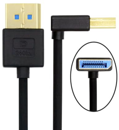 xiwai Down Angled Ultrafine DisplayPort 1.4 Cable 8K 4K 3.2ft/100cm, DP to DP Bi-Directional [UHD, 8K@60Hz, 4K@144Hz] Ultra-HD 32.4Gbps 90 Degree Extension Cord for Graphics Card Laptop Monitor