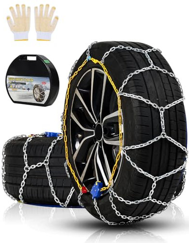 Auto Tightening Snow Chains Tire Chains For Cars Suv Pickup Trucks - Auto Tightening 1 Min Quick Fit AND Easy Installation, Reusable Universal Emergency Traction Snow Chains - Set of 2（HKN140）