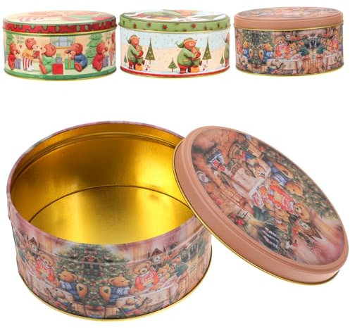 PHENOFICE 4pcs Christmas Tinplate Candy Storage Boxes Adorable Cases for Treats Mints and Cookies for Boys and Girls Parties and Festive Celebrations