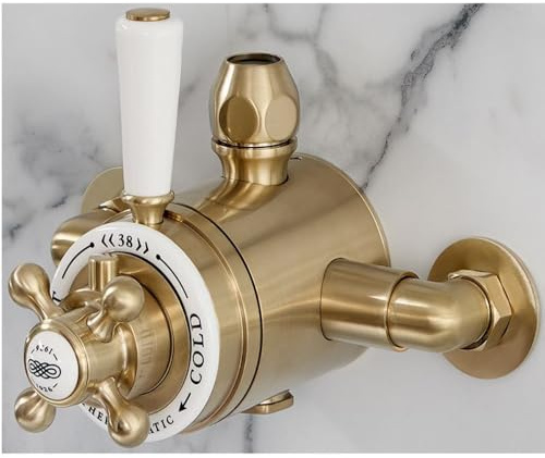 MILANO Dual Exposed Thermostatic Mixer Shower Valve Brushed Brass