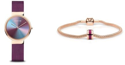 BERING Damen Quarz Uhr und Armband Set in Roségold | 31 mm Edelstahlgehäuse |190mm Armband | 10X31-Anniversary3 | GOH2-R-ME