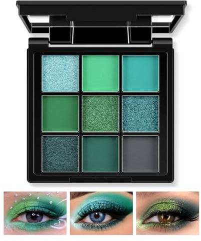 Boobeen Paleta de Sombras de Ojos 9 Colores Maquillaje Mate y Brillante, Sombra de Ojos en Polvo Cremoso de Alta Pigmentación, Sombra de Ojos Brillante, Larga Duración