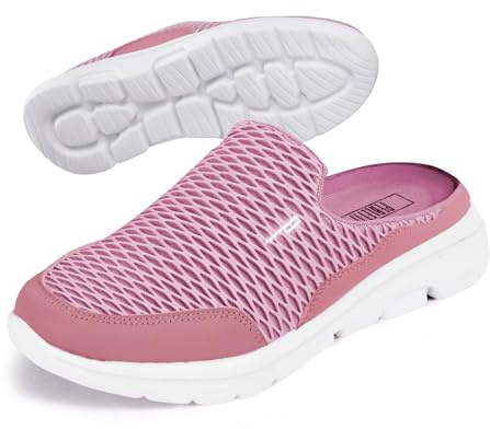 PERLETTI Ciabatte Sneakers Donna Slip On Ultra Leggere - Pantofole Comode con Rete Quattro Stagioni - Sandali Comfort Interno Esterno Traspiranti con Suola Rialzata Antiscivolo (Rosa Antico, 39)