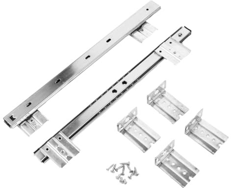 Holibanna Keyboard Steel Drawer Slide Track Ball Bearing Runners Under Desk Computer Desk Keyboard Drawer Rail Pair 27mm Wide White