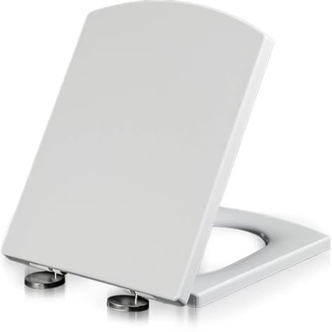Wttfc Abattant WC Universel avec Frein De Chute,Cuvette Toilette Forme CarréE, Lunette De Toilette Fabriqué en PolypropylèNe,Blanc,34cm*43cm