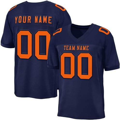 Generisch Personalisiert American Football Trikot Personalized Printed Team Name & Number für Herren Damen Kinder Jugend Longsleeve Herren
