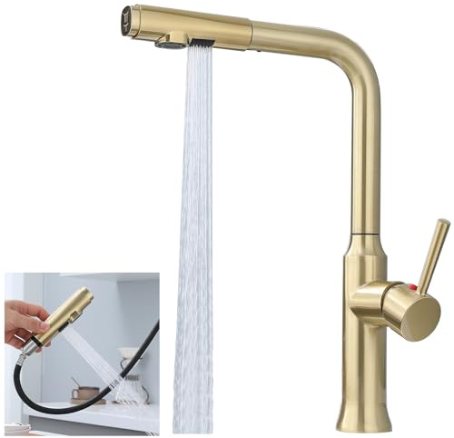 EUJOISE Rubinetto da cucina con Doccetta Estraibile, Rubinetto da cucina ad alta pressione, con allungabile a 2 Modalità, Miscelatore Monocomando Lavello Girevole a 360°