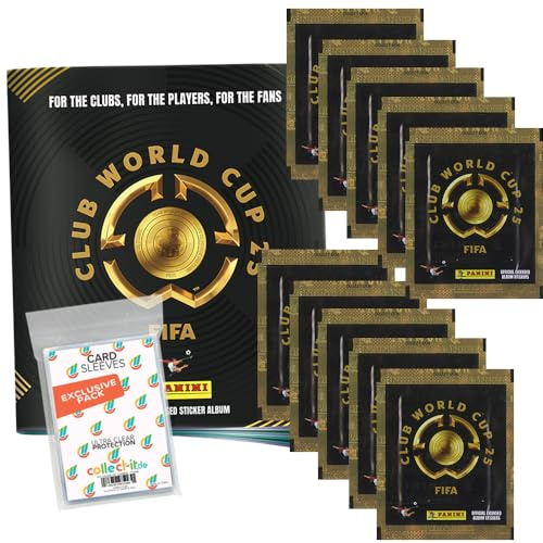 Bundle with FIFA Club World Cup 2025, collectable Sticker, 1 Album + 10 Bags + Exclusive Collect-it Sleeves