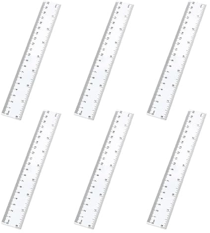 6 Stück Lineal 20 cm, Lineal, Kunststoff Transparent Ruler, Bruchfest, Ruschfest Linial Transparentes Lineal Messwerkzeug Transparent Flexibel Präzision für Schule, Büro, Zuhause