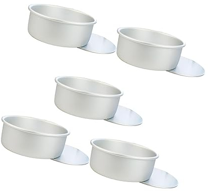LIGIGWASH 5 pezzi Teglie Rotonde per Torte Alluminio con Removibile Antiadente Stampo da Forno per Mini Dolci Biscotti e Pudding Facile da Sformare Feste e Uso Casalingo