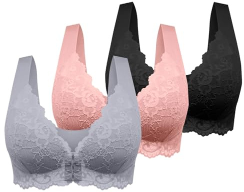 Confezione da 3 Reggiseni da Donna Senza Ferretto Chiusura Anteriore, Cuciture Reggiseno Sottile Estivo Ice Comfort Top Schiena Scoperta Tezenis Morbido di Base per Grandi Taglie Forti