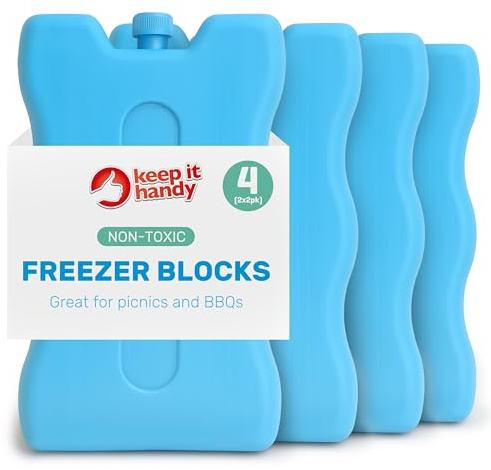 SOL 4pk Freezer Blocks for Cool Bags – Reusable Ice Packs for Cool Boxes, Lunch Bags and Food Containers – Compact and Lightweight – Ideal for Picnics, Camping, Travel, School or Work Use