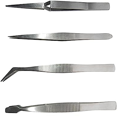 Rdxanc Juego de 4 pinzas de acero inoxidable con bloqueo para manualidades, joyas, sellos, modelismo profesional