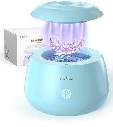 EVA BELLE - Limpiador ultrasónico de retención de dentaduras dentales, limpiador de dientes para cuidado dental oral, cápsula de limpieza dental recargable portátil para protectores nocturnos