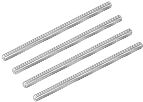 QUARKZMAN 4 Stück M8-1.25x140mm Vollgewindestangen Gewindestangen Stiftschrauben 304 Edelstahl Lange Gewindeschrauben Hardware Für U-Bolzen Klammern Aufhänger Silber
