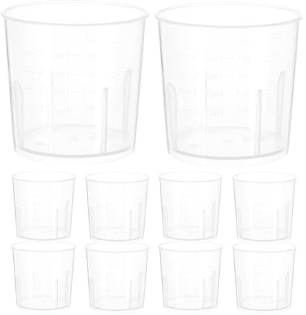 GALPADA 200pcs Graduated Measuring Cups: 30ml/1oz Clear Plastic Measuring Cups - Small Liquid Scaled Mug for Paint Epoxy Resin and Baking - Measurement Mug for Kitchen Cooking