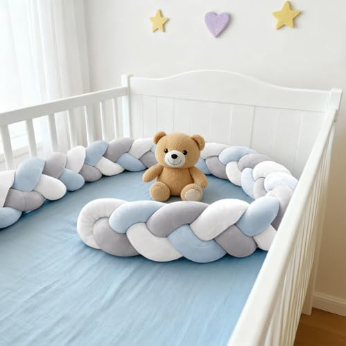 PTKG Braid Cushion Cotton Bed Set all Round Protector for Room Braided Pillows Knotted Soft Anti-Fall Bed Guard Rail Side Protectors Knot Cushion Knot Pillow,A8,300CM