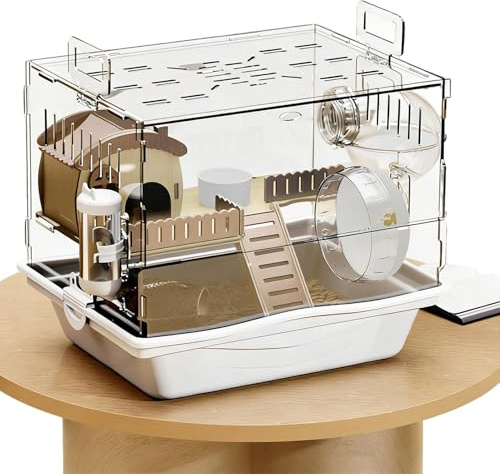 Genérico Hamsterlebensraum – transparentes Haus mit 2 Etagen – Igelkäfig mit allem Zubehör, Hamster, Mäuse und Igel für Aktivitäten