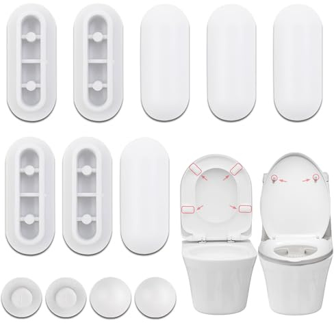 2 Set Paracolpi per Sedili WC a Incastro (12 Pezzi), Gommini di Ricambio Grigio senza Colla per Copriwater, Spessori in TPE e ABS per Ridurre Rumore e Vibrazioni, Ideale per Casa e Hotel(Bianco)