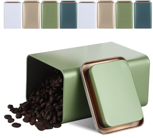 MEIDIV Set of 8 Tea Coffee Sugar Canisters Set, Tea Caddy Tin for Loose Tea, Metal Storage Jar Canisters for Kitchen