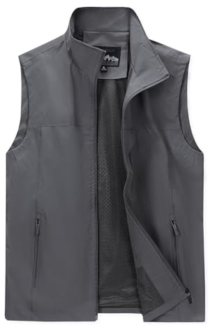 LBL Men's Fishing Vest Outdoor Safari Utility Vest Casual Quick Dry Gilets Summer Lightweight Sleeveless Jacket Photography Travel Waistcoat Tops with Multi Pockets