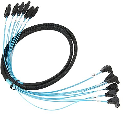 VBESTLIFE Cable Mini SAS, Cable Curvo Recto 6 SATA a 6 SATA con Velocidad de Gbps Blindaje de Doble Grupo Antiinterferencias, para Conexión de Placa Base de Disco Duro SSD (0,5 m/1, pies)