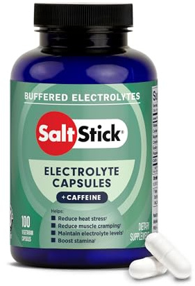 SaltStick Electrolytes with Caffeine - Salt Pills and Electrolytes for Running, Hydration, Leg Cramps Relief, Sports Recovery, Hiking Essentials - Salt, Magnesium, Potassium, Vitamin D3 - 100 Count