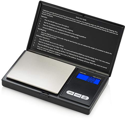 Smart Weigh Balance de Précision, 100g / 0.01g, Mini Balance de Bijoux Avec Fonction de Tare Incluse, Lisibilité de 0.01g, Acier Inoxydable (Noir)