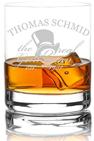 polar-effekt Bicchiere da whisky XXL personalizzato da 420 ml per whisky, rum e scotch – idea regalo per uomini – incisione motivo Real Gentleman cilindro