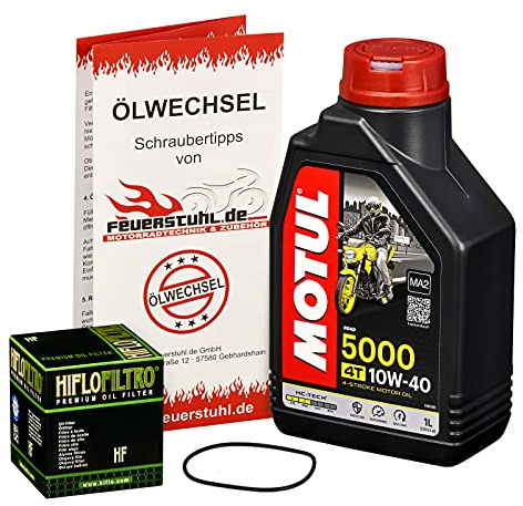 Motul 10W-40 Öl + HiFlo Ölfilter für Yamaha WR 125 R/X, 09-15, DE07 - Ölwechselset inkl. Motoröl, Filter, Dichtring