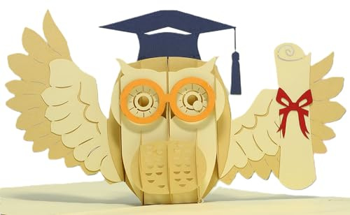 LINPOPUP®, Pop-Up bestandene Prüfung, Eule Grußkarte, 3D Karte Glückwunsch Grußkarte, Abitur, Bachelor, Diplom, Doktor, Examen, Gutschein, Abschluss, Promotion, N284