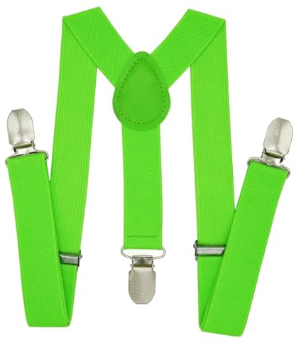 WannGe Child Kids Suspenders - 1 Adjustable Y-Back Suspender for Boys & Girls - Green